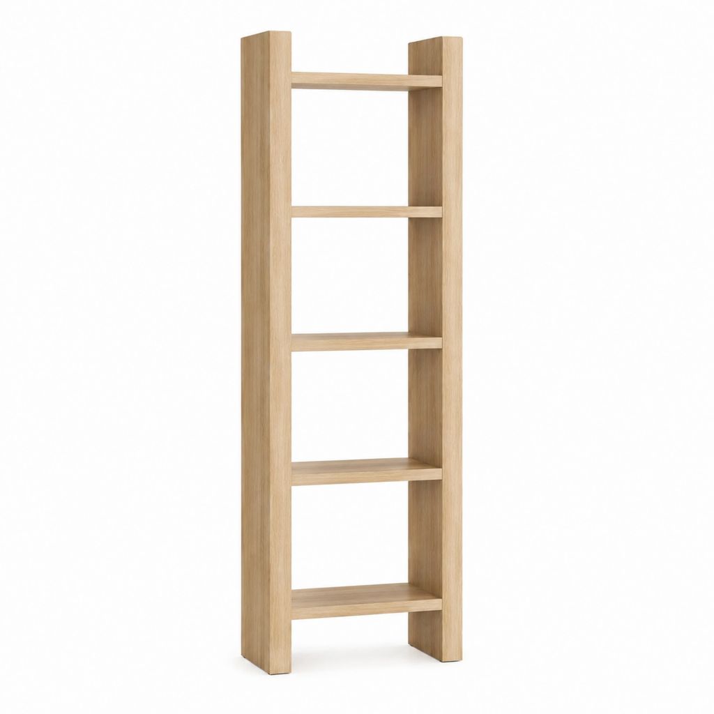 Bibliothèque étagère 5 niveaux chêne clair en panneaux de particules 180 x 40 x 30 cm