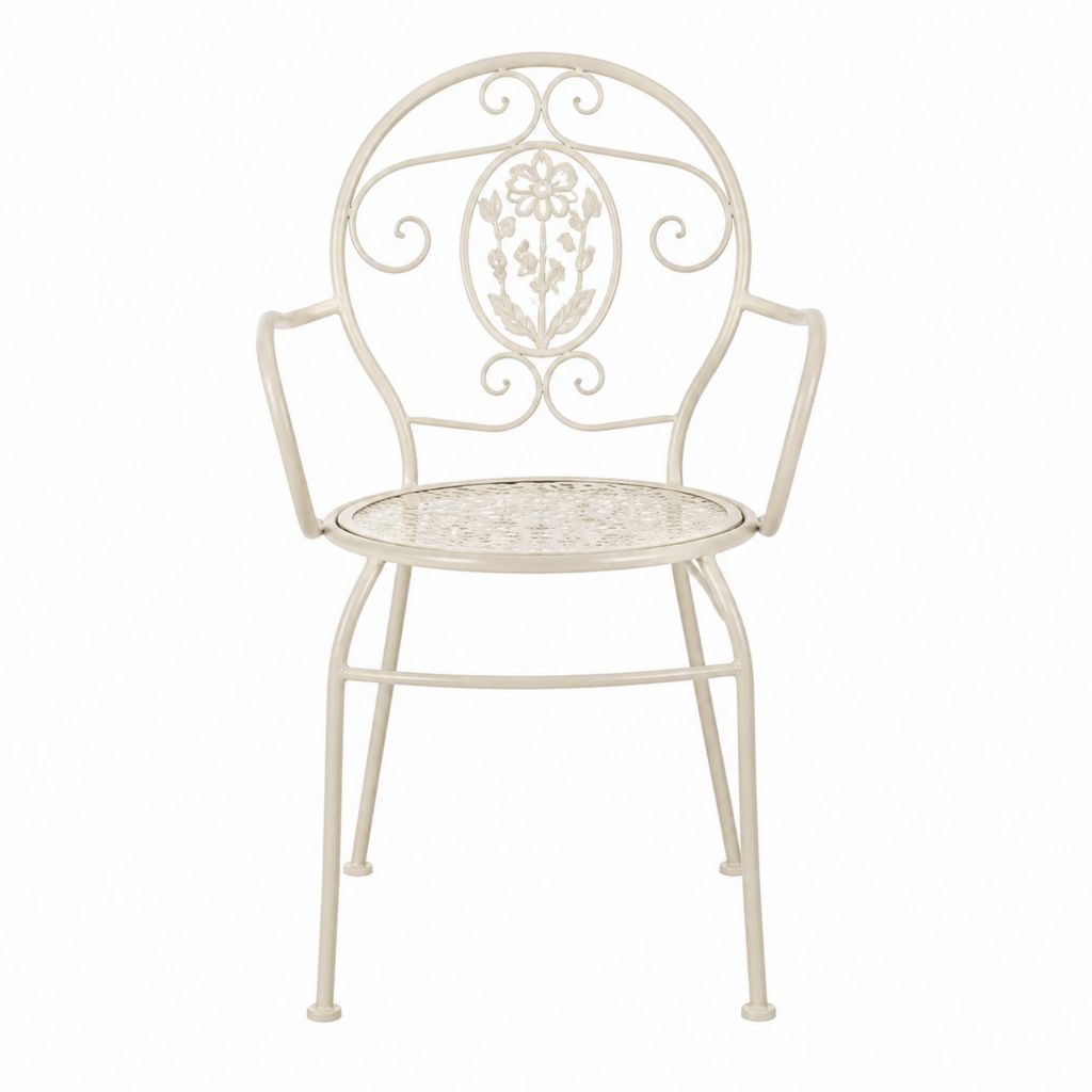 Fauteuil de jardin en acier blanc à dossier rond 52 x 57 x 93 cm