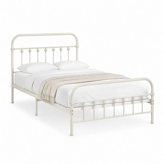 Cadre de lit double en acier blanc 140 x 190 cm