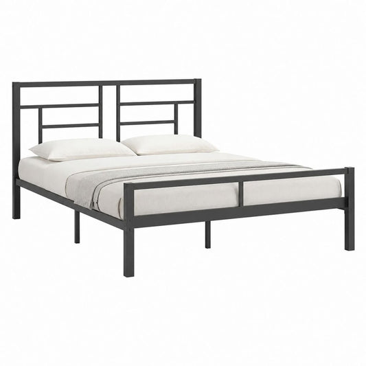 Cadre de lit double en acier noir 140 x 190 cm avec tête et pied de lit