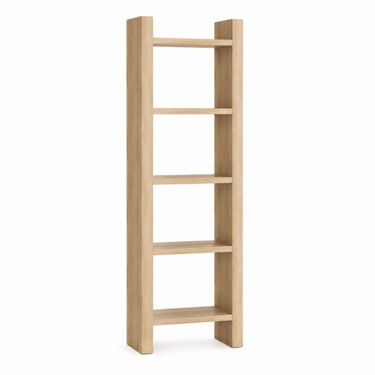 Bibliothèque étagère 5 niveaux chêne clair en panneaux de particules 180 x 40 x 30 cm
