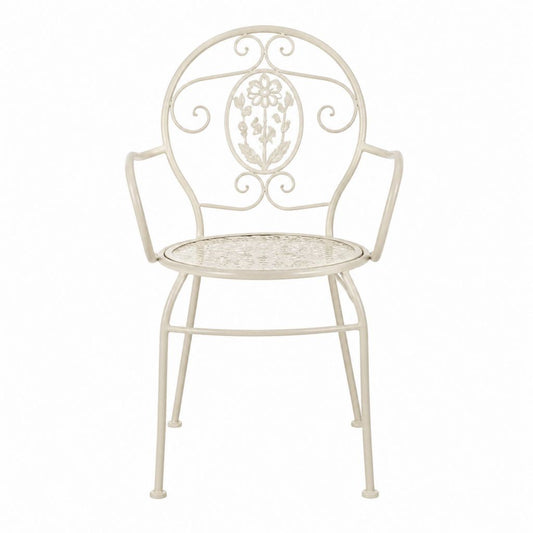 Fauteuil de jardin en acier blanc à dossier rond 52 x 57 x 93 cm